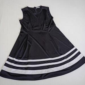 Meaneor Black And White Dress Sz XL Stripes, Zipper Back, Sleeveless